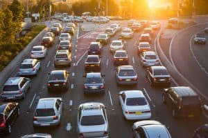 cars in traffic at a dangerous intersection