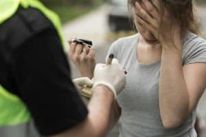 woman filing a police report after a car accident in Indianapolis, IN