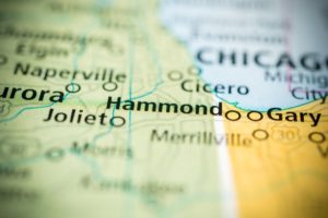 Hammond, IN on a US map