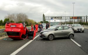 Car upside down after Road Rage Acident