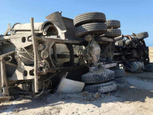 concrete truck rollover after accident