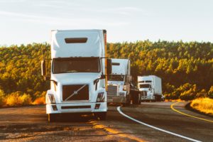 semi truck going off road