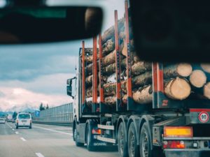 logs truck on the road