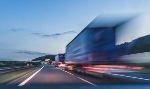 speeding truck on the road