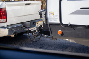 truck towing a trailer home