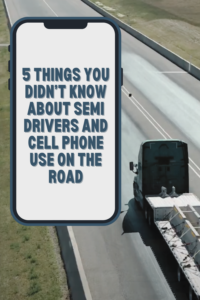 cell phone over background of truck driving on road