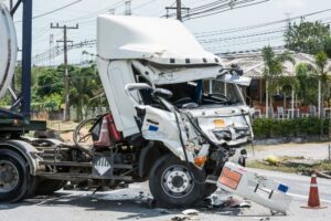 Truck wrecked after crashing on the highway