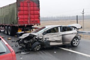 destroyed car after crash.