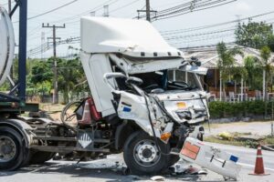Semi truck wreck on road