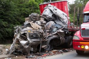 Truck wreck on road