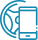 Steering wheel and phone icon