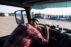 Truck driver asleep while driving