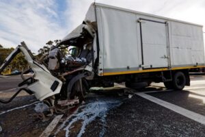 Delivery van crashed on the road