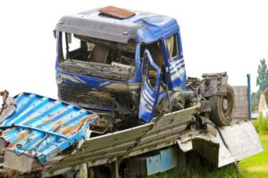 Truck destroyed after fatal accident on road