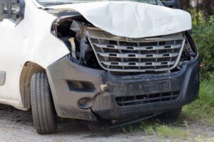 Front crashed delivery minivan