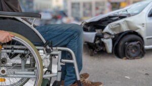 Injured man after a car accident