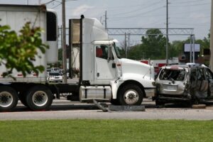 Truck crashes into vehicle at rear end