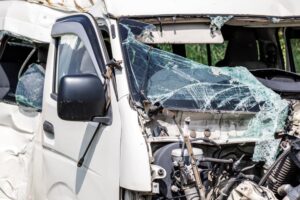 Delivery truck destroyed after accident