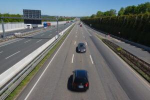 car driving against the road on the highway