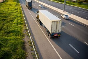 White truck on road