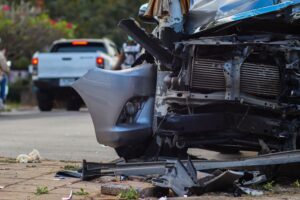 Truck destroyed after colliding with a vehicle