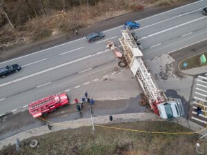 out of state collision between a car and a truck