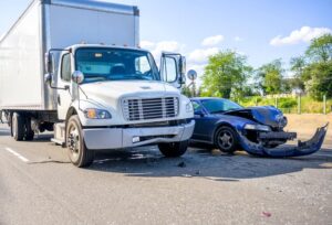 Box truck collision on road