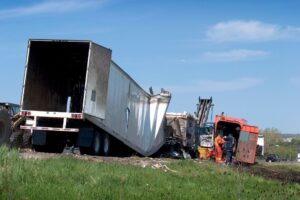 Cargo truck crashed on road
