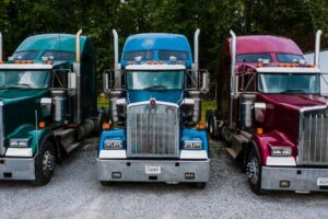 Row of parked trucks