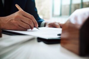 Lawyer filling a lawsuit