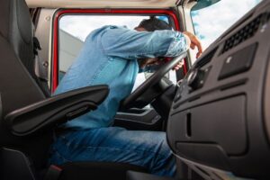 Truck driver falls asleep while driving
