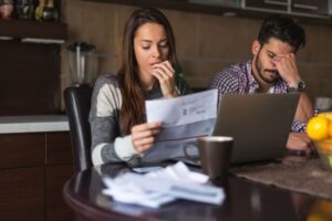 Couple checking their medical bills
