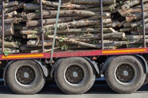 Overloaded truck on road